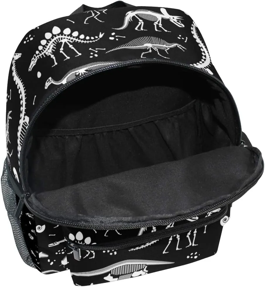 Aflyko Dinosaurs Fossils Black Kids Backpack for Daycare Bookbag for Kindergarten Daypack for Toddler Girls and Boys 10 x 4 x 12 Inch
