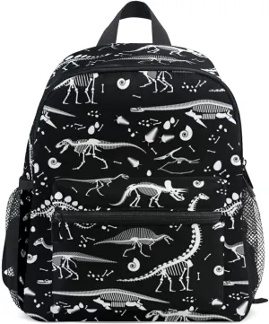 Aflyko Dinosaurs Fossils Black Kids Backpack for Daycare Bookbag for Kindergarten Daypack for Toddler Girls and Boys 10 x 4 x 12 Inch