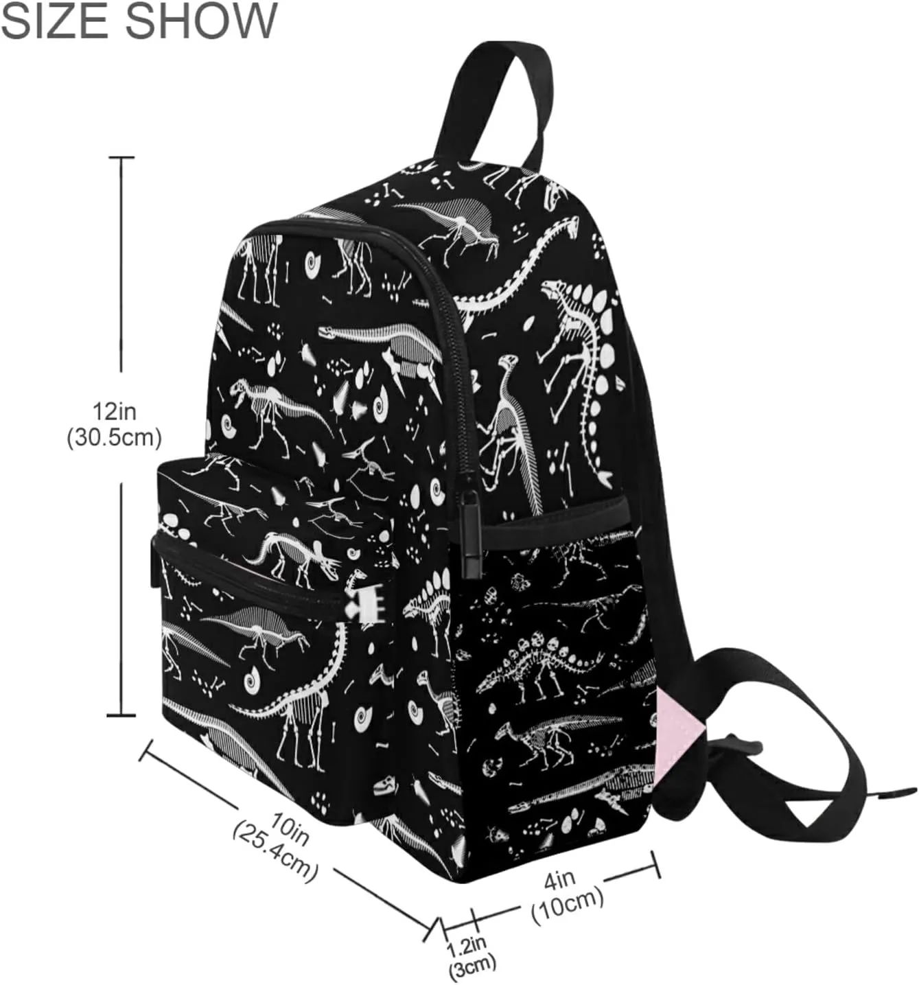 Aflyko Dinosaurs Fossils Black Kids Backpack for Daycare Bookbag for Kindergarten Daypack for Toddler Girls and Boys 10 x 4 x 12 Inch