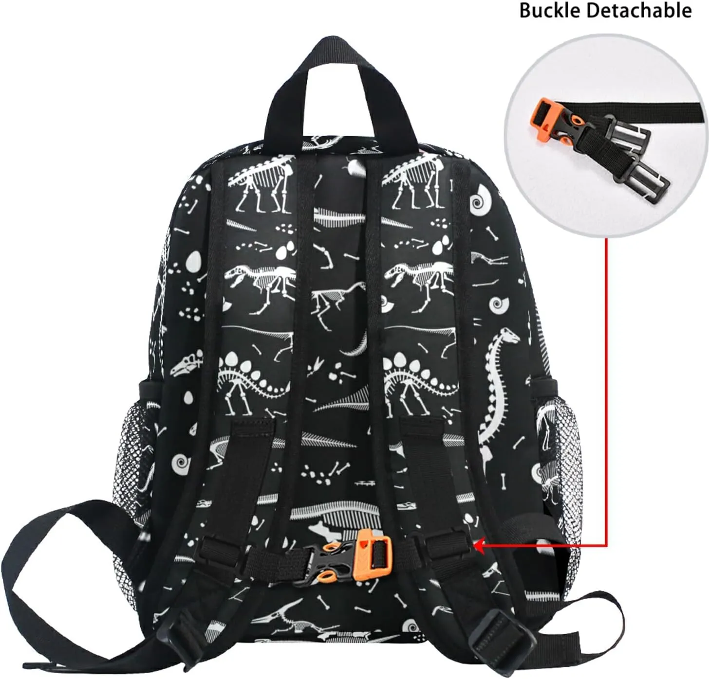 Aflyko Dinosaurs Fossils Black Kids Backpack for Daycare Bookbag for Kindergarten Daypack for Toddler Girls and Boys 10 x 4 x 12 Inch