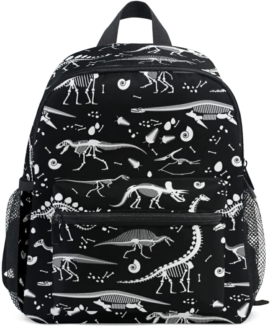 Aflyko Dinosaurs Fossils Black Kids Backpack for Daycare Bookbag for Kindergarten Daypack for Toddler Girls and Boys 10 x 4 x 12 Inch