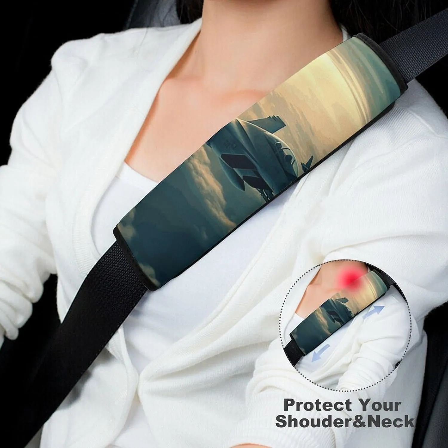 Aircraft Fighter Jets Auto Seat Belt Cover 1PCS Universal Car Seat Belt Shoulder Protector Pad, Protect Your Shoulders and Neck for Car Seat Belt, Shoulder Bag, Backpack