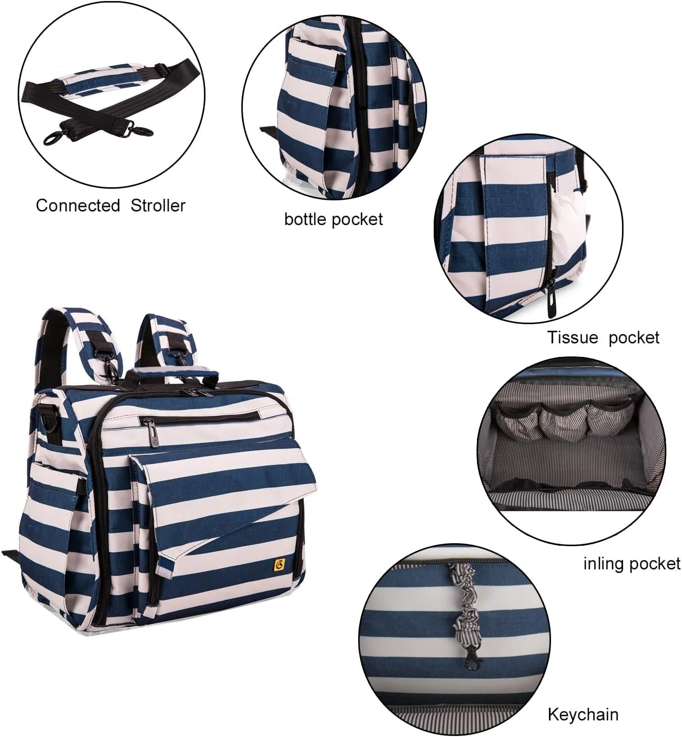 ALLCAMP Diaper Bag Large, Support Baby Stroller, Converted Into a Tote Bag