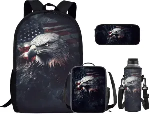 American Eagle 6th Grade Backpack for Girls Bookbags with Lunch Box Bottle Sleeve Pencil Case Middle School Backpacks for Teen Girls Kids School Bag for School Hiking Daypack