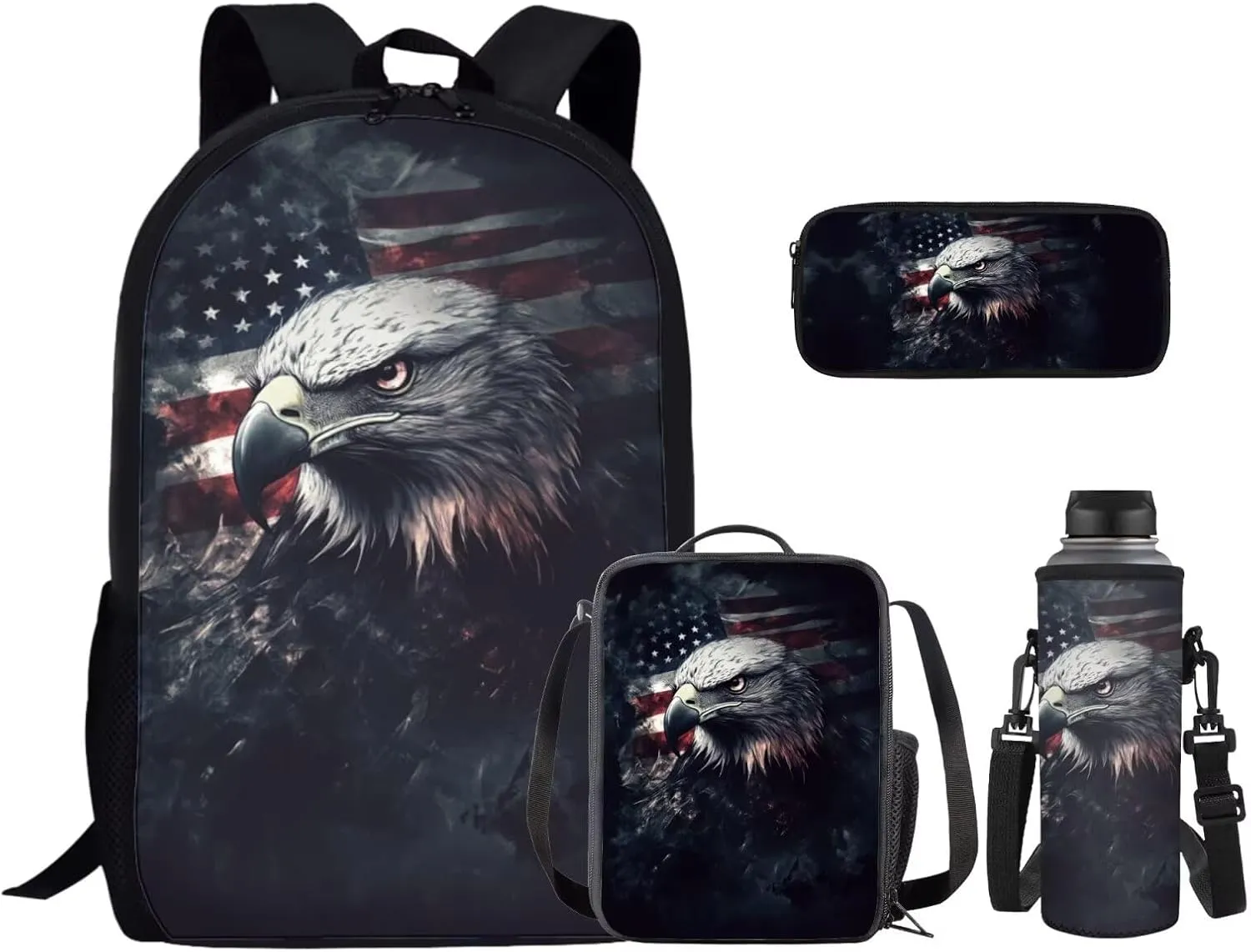 American Eagle 6th Grade Backpack for Girls Bookbags with Lunch Box Bottle Sleeve Pencil Case Middle School Backpacks for Teen Girls Kids School Bag for School Hiking Daypack
