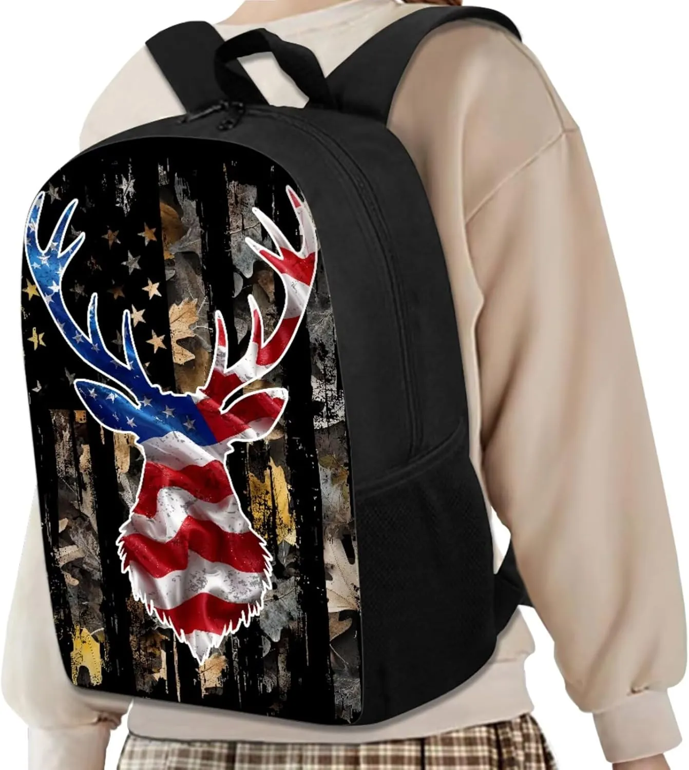 American Flag Backpack for School Boys Kids Bookbags with Lunch Box and Pencil Case Lightweight Elementary School Bags for Boys Casual Daypack 4 Pcs Primary Backpacks Set for Kids