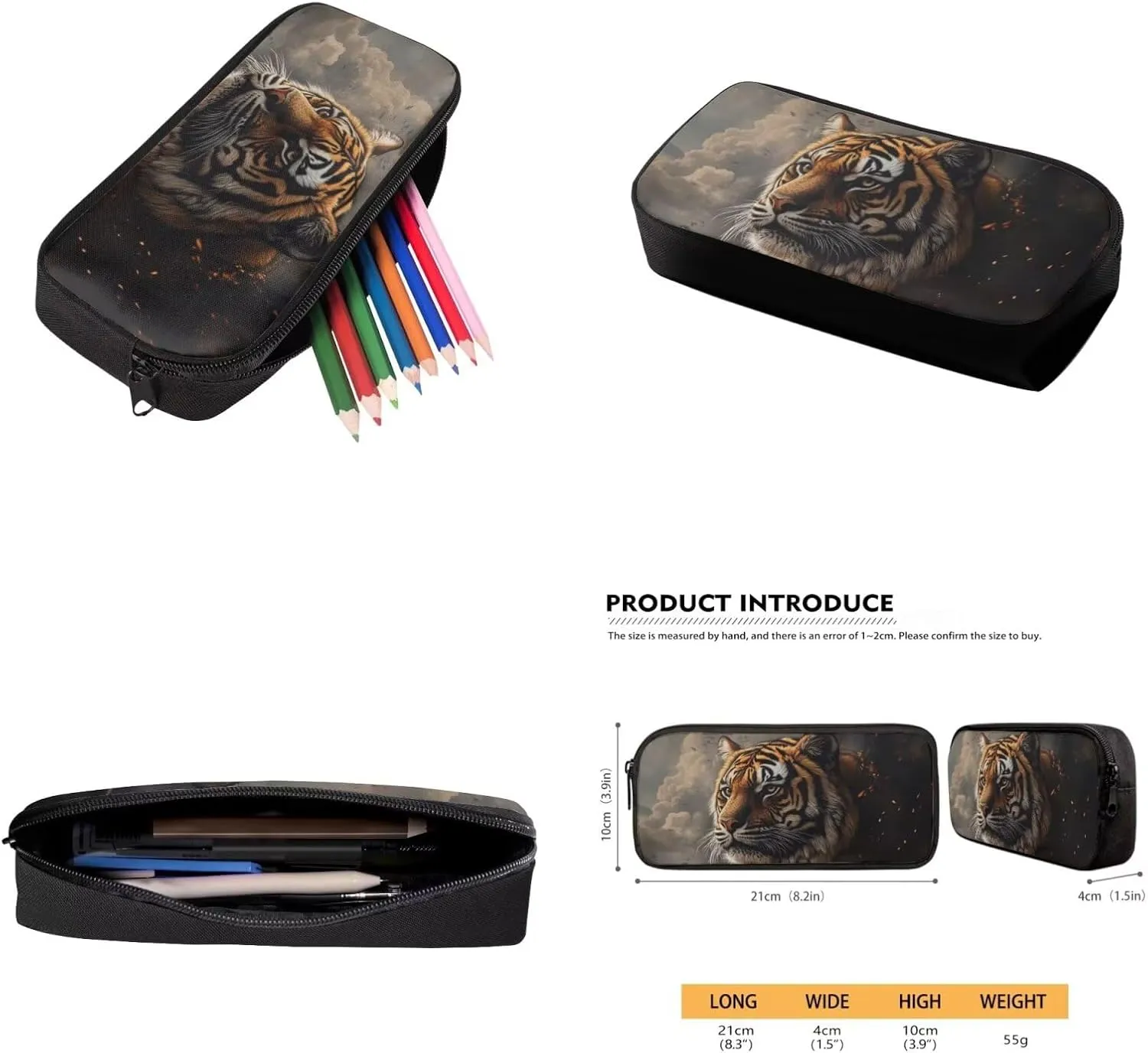 American Flag Tiger School Backpacks for Boys School Backpack with Lunch Bag Pencil Case Bottle Sleeve Lightweight Elementary School Bags for Boys Bookbag Cool Rucksack for Primary
