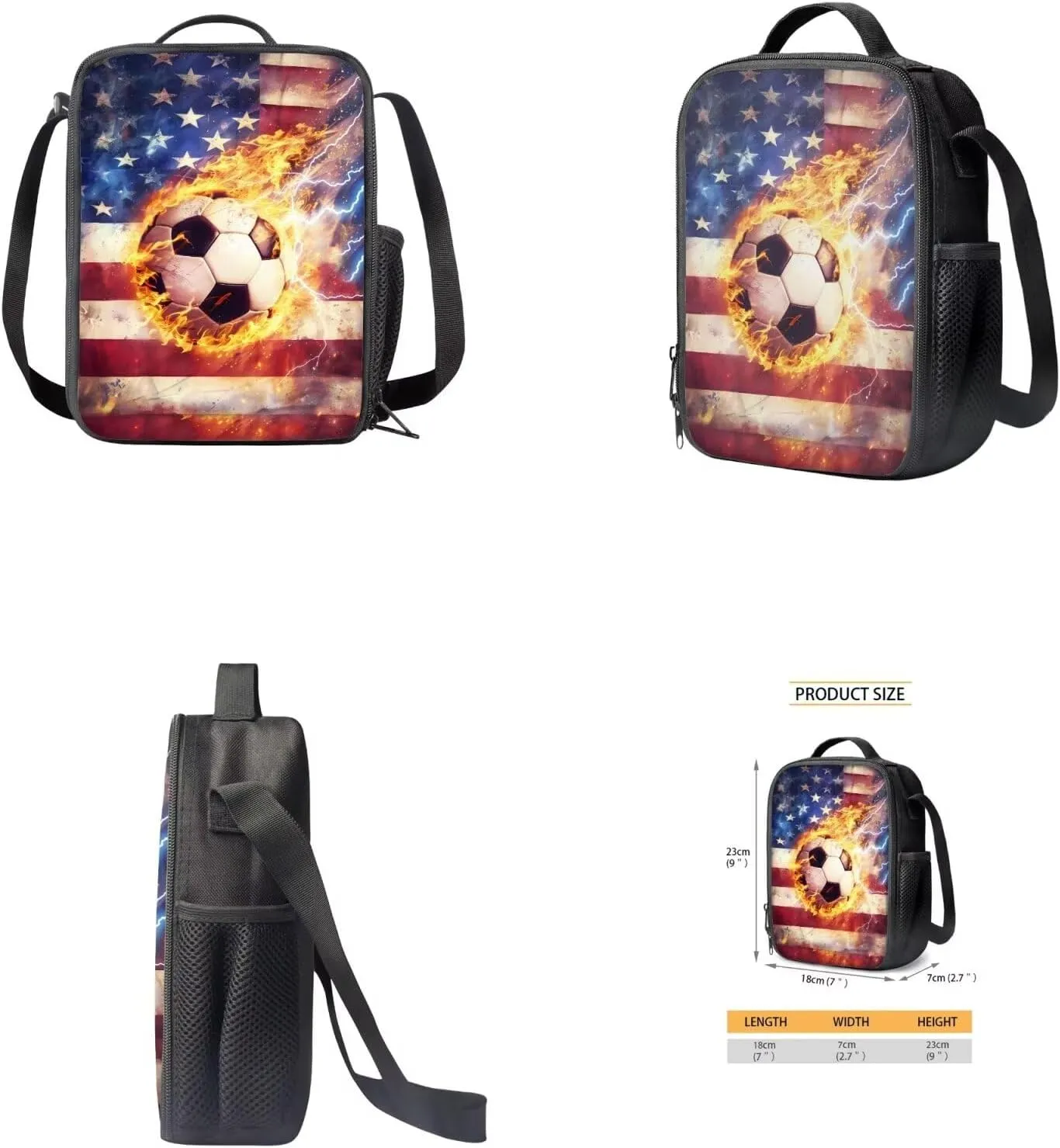 American Football Boys Backpacks for Elementary School Bags for Kids 8Th with Lunch Box Water Bottle Holder with Strap and Pencil Pouch 4 In 1 Lightweight Shoulder Bags Daypack