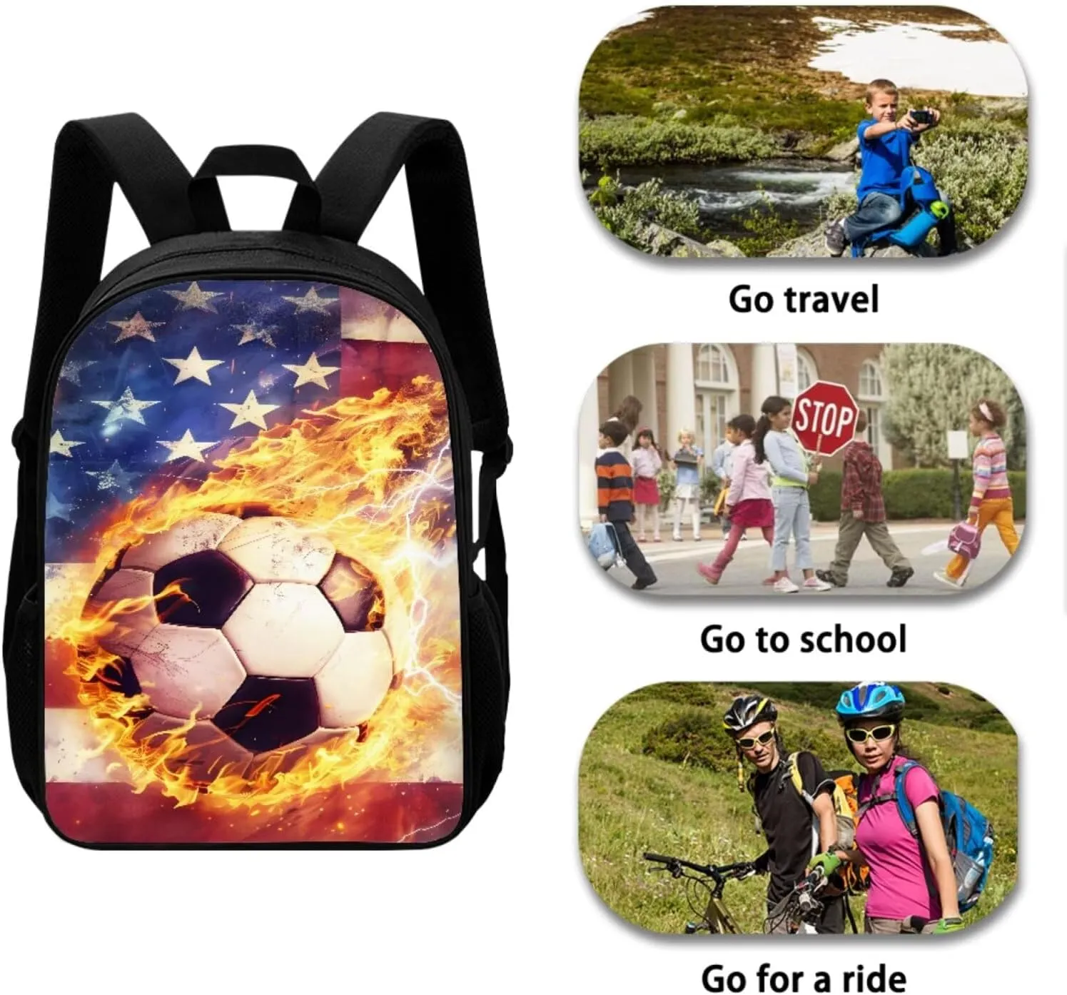 American Football Boys Backpacks for Elementary School Bags for Kids 8Th with Lunch Box Water Bottle Holder with Strap and Pencil Pouch 4 In 1 Lightweight Shoulder Bags Daypack