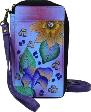 Anna by Anuschka Women's Hand-Painted Genuine Leather Smartphone Case & Wallet - Tropical Safari