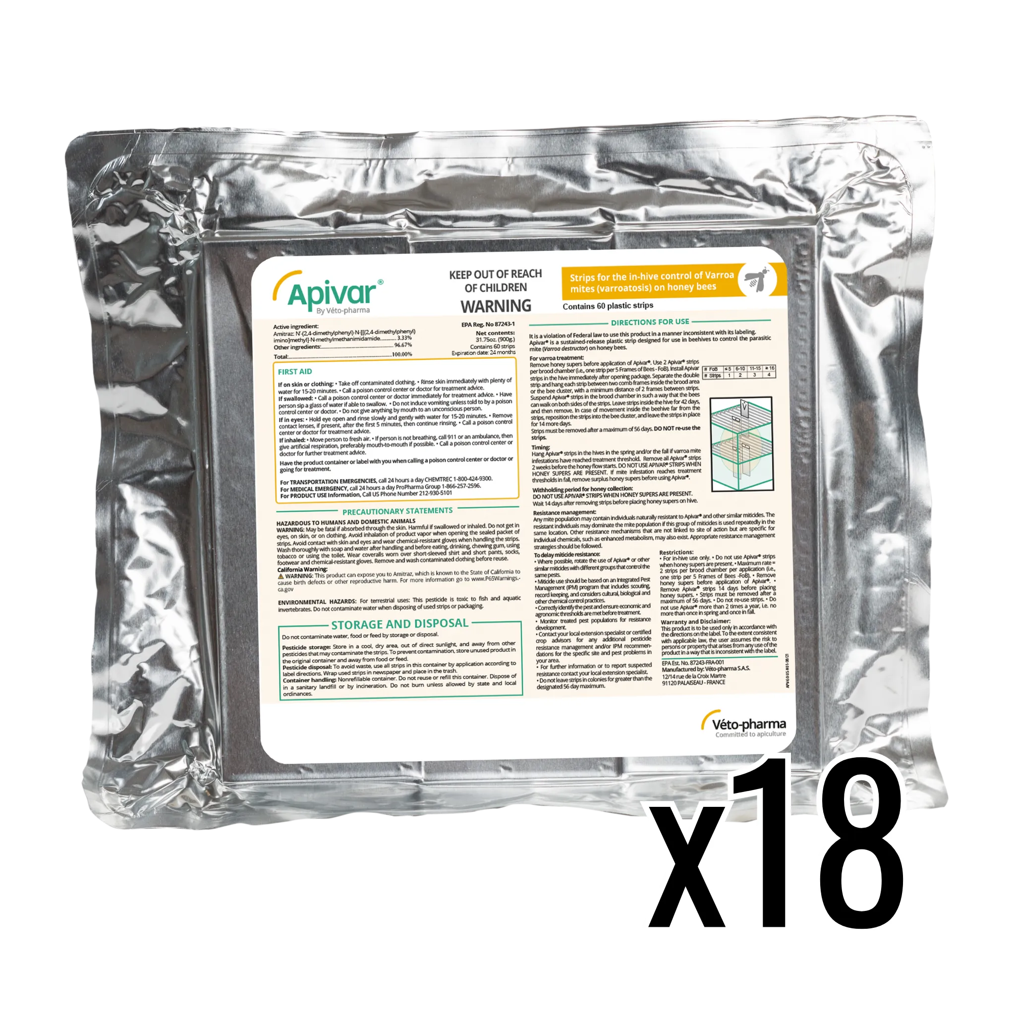 Apivar Varroa Mite Treatment Strips