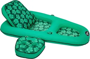 Aqua Campania Ultimate 2-in-1 Pool Float Lounge – Extra Large – Inflatable Pool Floats for Adults with Adjustable Backrest & Cupholder Caddy – Multiple Colors/Styles