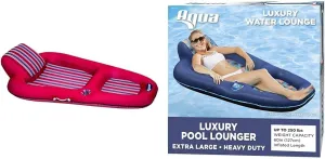 Aqua Luxury Water Lounge Pool Float Bundle - Extra Large Stripe and Flamingo Prints