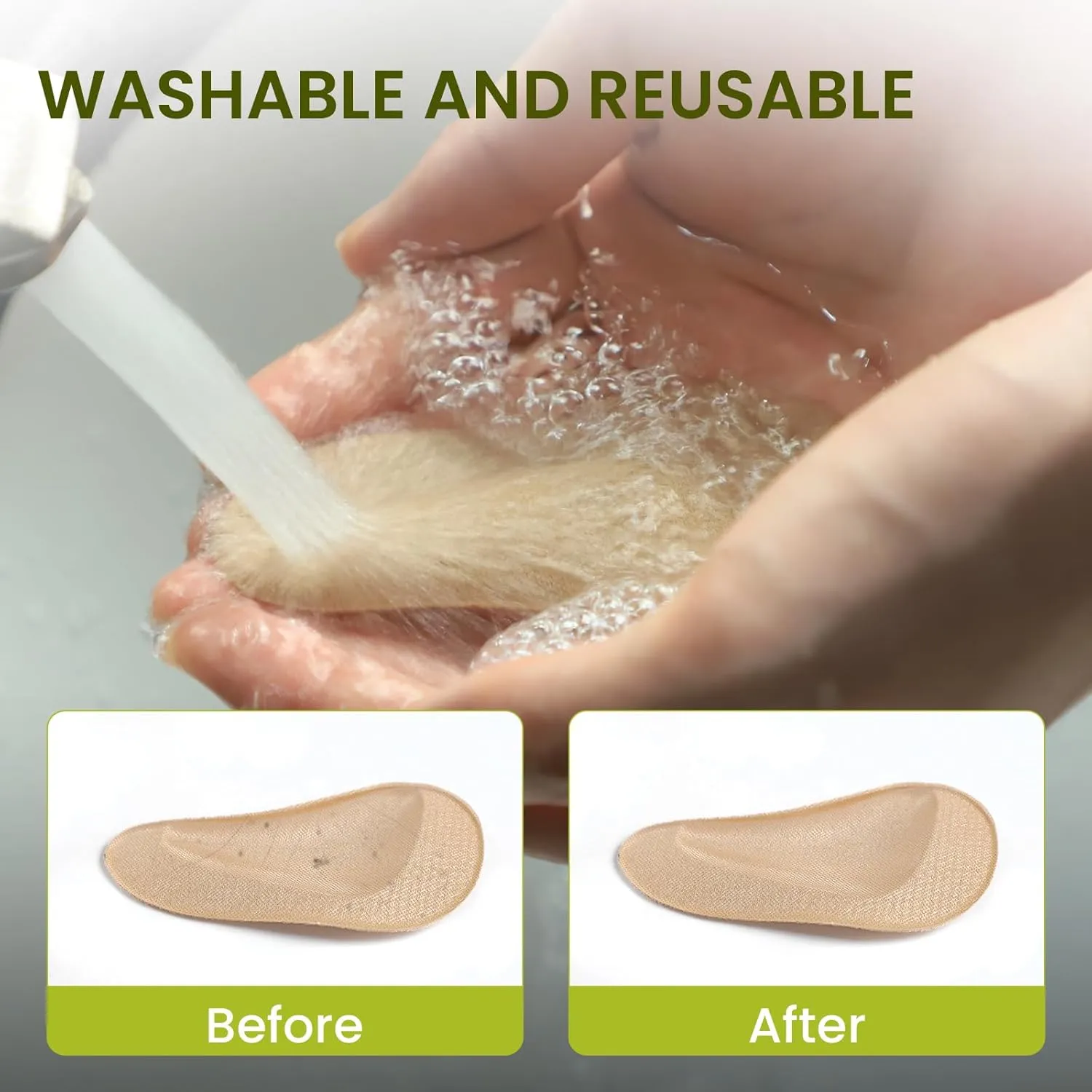 Arch Support Shoe Insoles & Insert - Bukihome Gel Arch Inserts for Flat Feet, Plantar Fasciitis - Adhesive Arch Pad for Foot Pain Relief - All Day Comfort - 0.47 Inch - 8 Pairs (Beige)