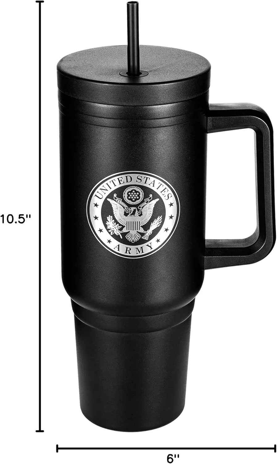 Army 40oz Insulated Tumbler with Handle, Lid & Straw - US ARMY Gifts - Use for Water, Tea, Coffee & More-Disabled USMC Vet Owned Small Business