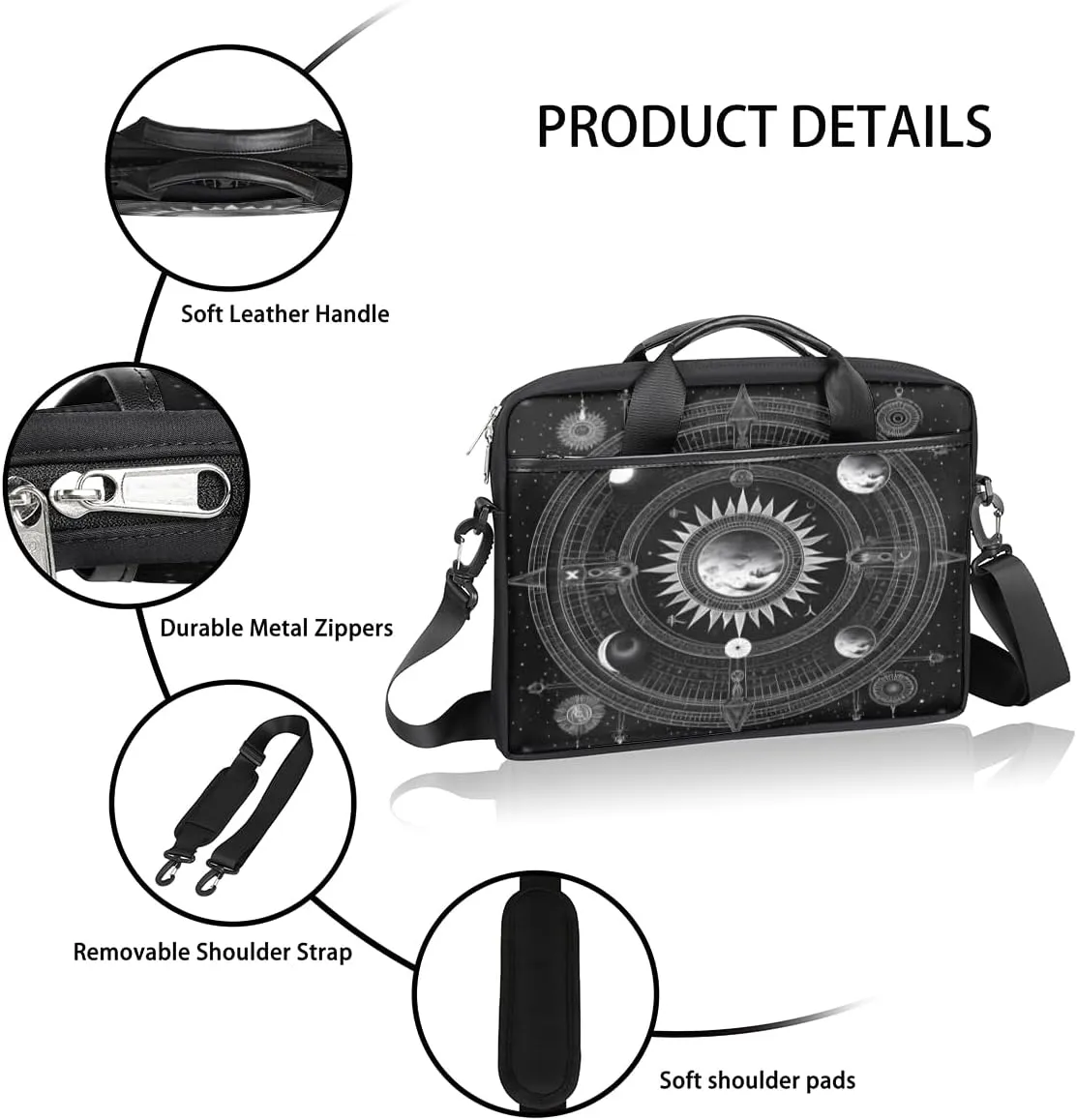 Arranged Butterfly Laptop Bag for Men Women 13-15 Inch Case Bags Sleeve Shoulder with Anti Slip Removable The Pad Straps