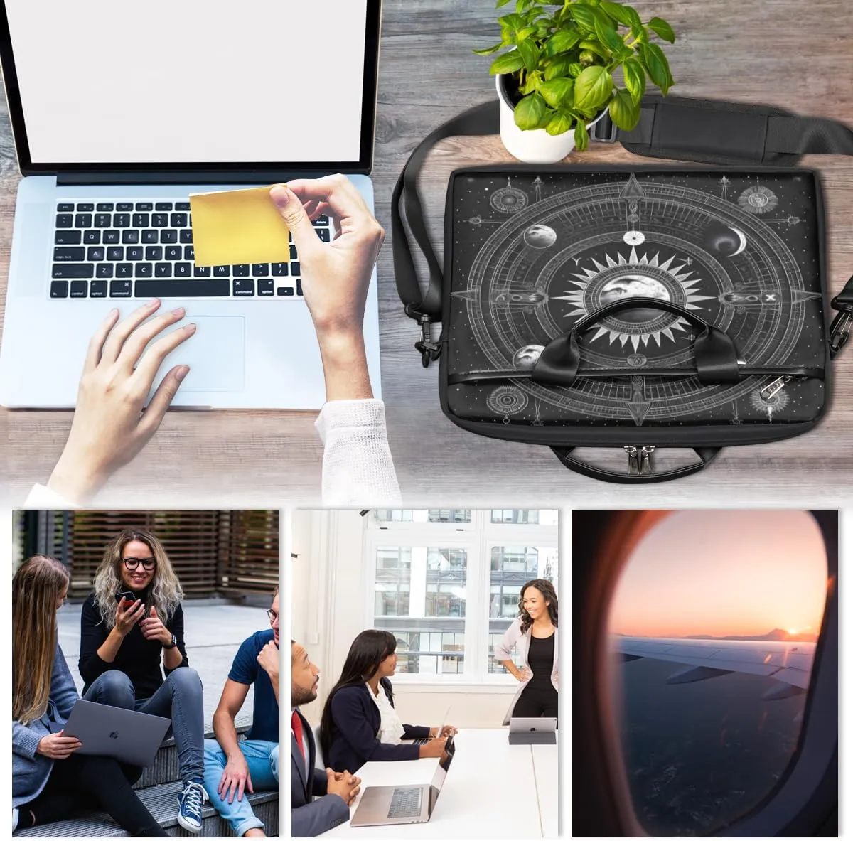 Arranged Butterfly Laptop Bag for Men Women 13-15 Inch Case Bags Sleeve Shoulder with Anti Slip Removable The Pad Straps