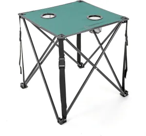 ARROWHEAD OUTDOOR 26” (66cm) Heavy-Duty Portable Camping Folding Table, 2 Cup Holders, Compact, Square, Carrying Case Included, Steel Frame, High-Grade 600D Canvas, USA-Based Support