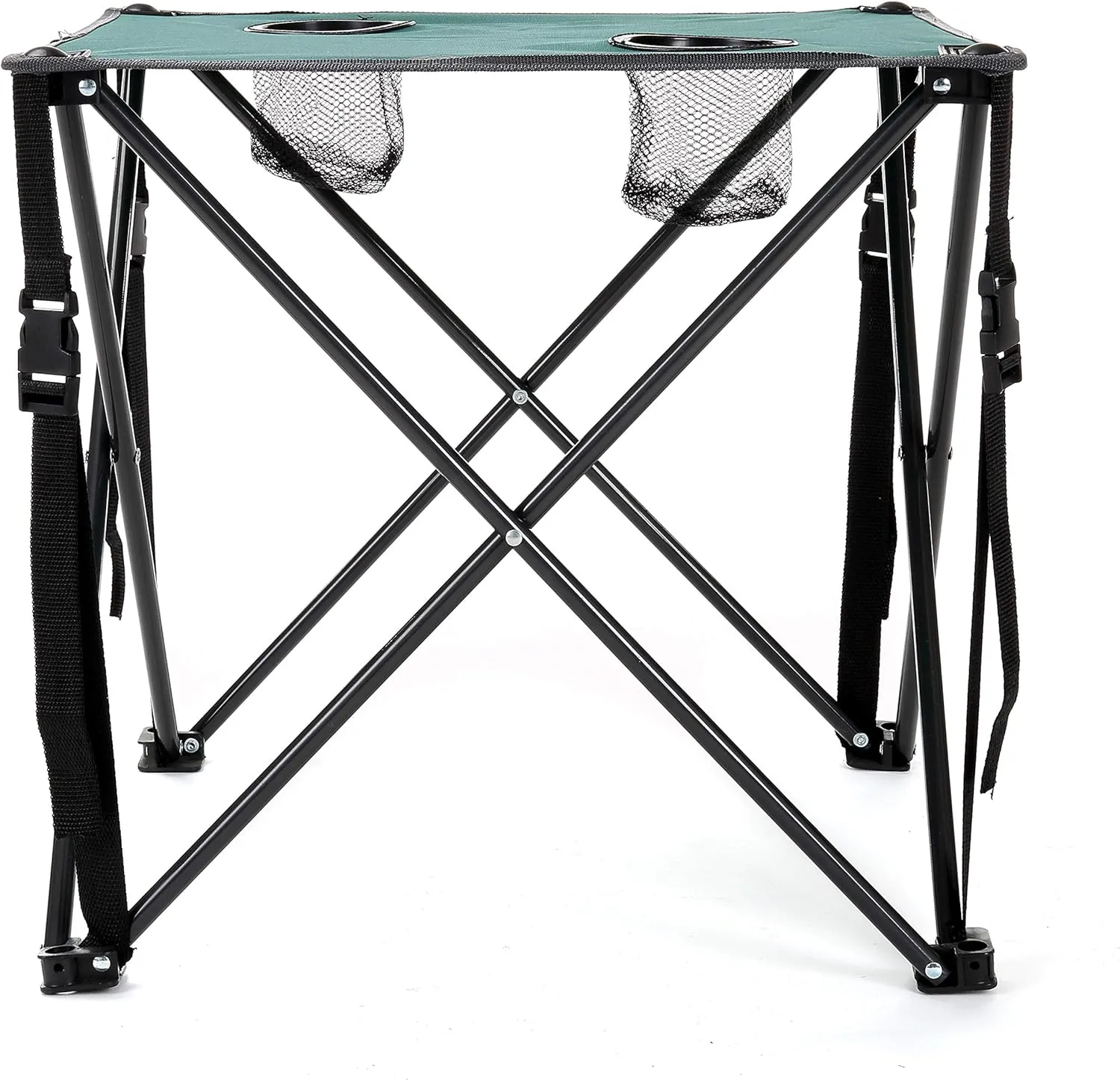 ARROWHEAD OUTDOOR 26” (66cm) Heavy-Duty Portable Camping Folding Table, 2 Cup Holders, Compact, Square, Carrying Case Included, Steel Frame, High-Grade 600D Canvas, USA-Based Support