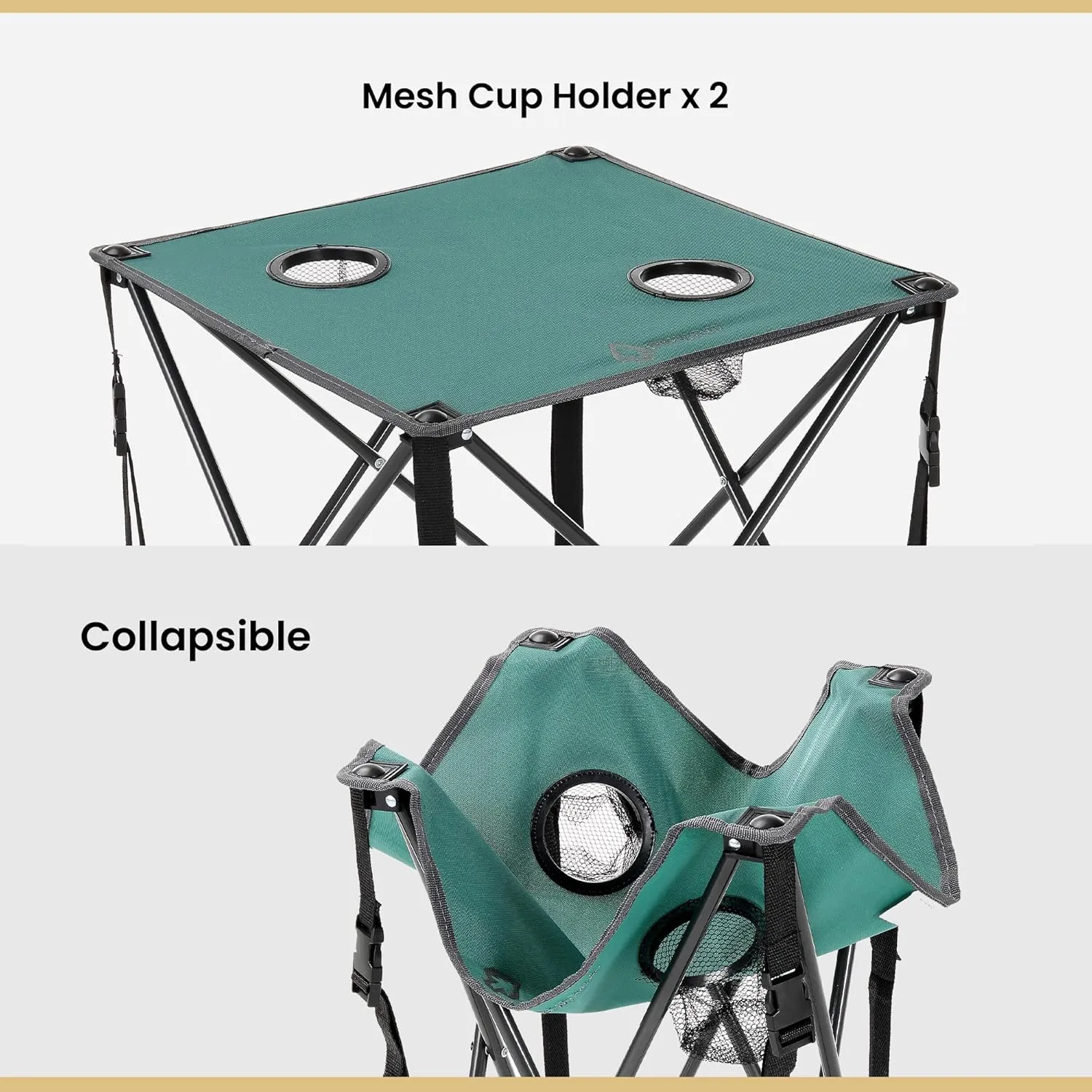 ARROWHEAD OUTDOOR 26” (66cm) Heavy-Duty Portable Camping Folding Table, 2 Cup Holders, Compact, Square, Carrying Case Included, Steel Frame, High-Grade 600D Canvas, USA-Based Support