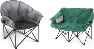 ARROWHEAD OUTDOOR Oversized Heavy-Duty Club Folding Camping Chair Bundle with Portable Folding Double Duo Camping Chair Loveseat