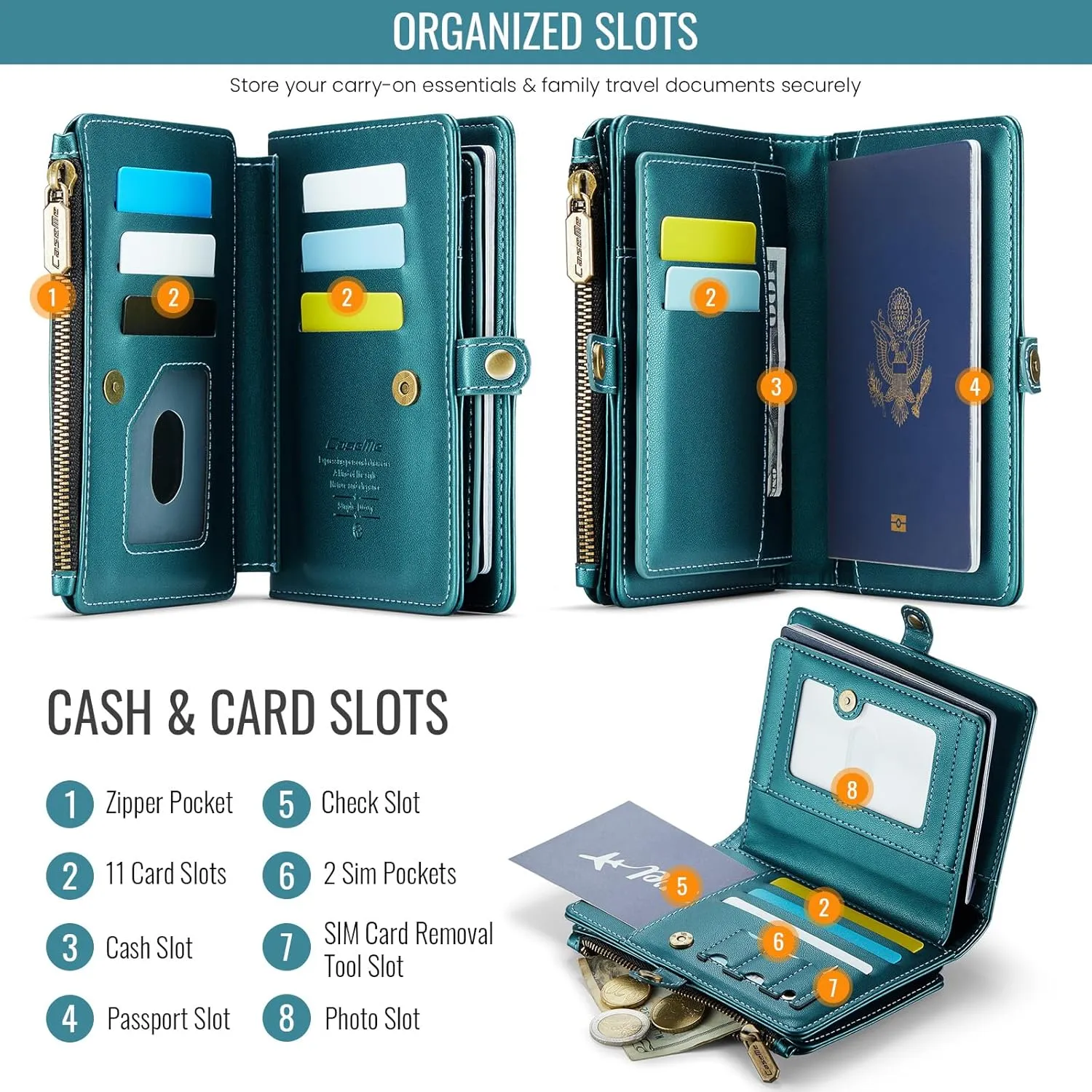 ASAPDOS Passport Holder Wallet Case Wallet for Men Women Blue