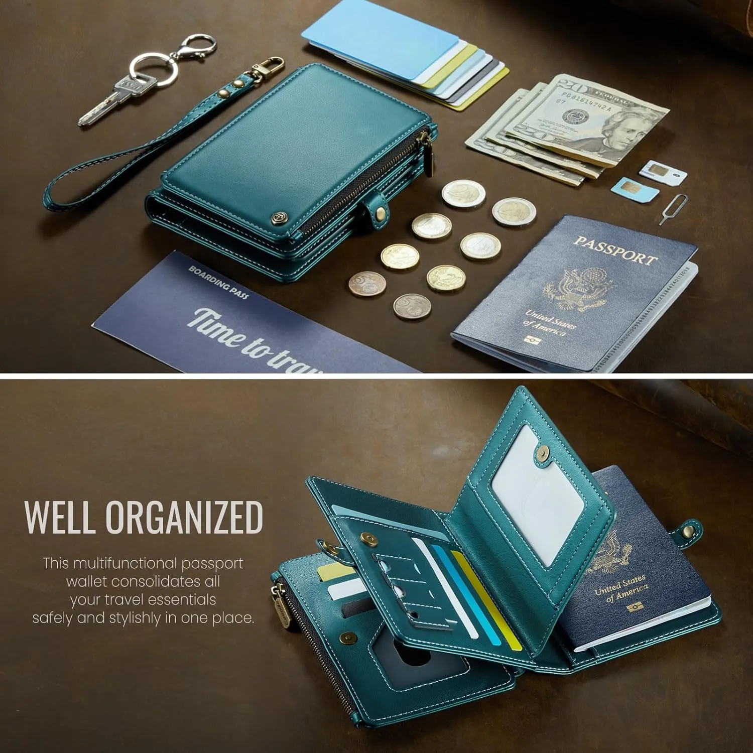 ASAPDOS Passport Holder Wallet Case Wallet for Men Women Blue