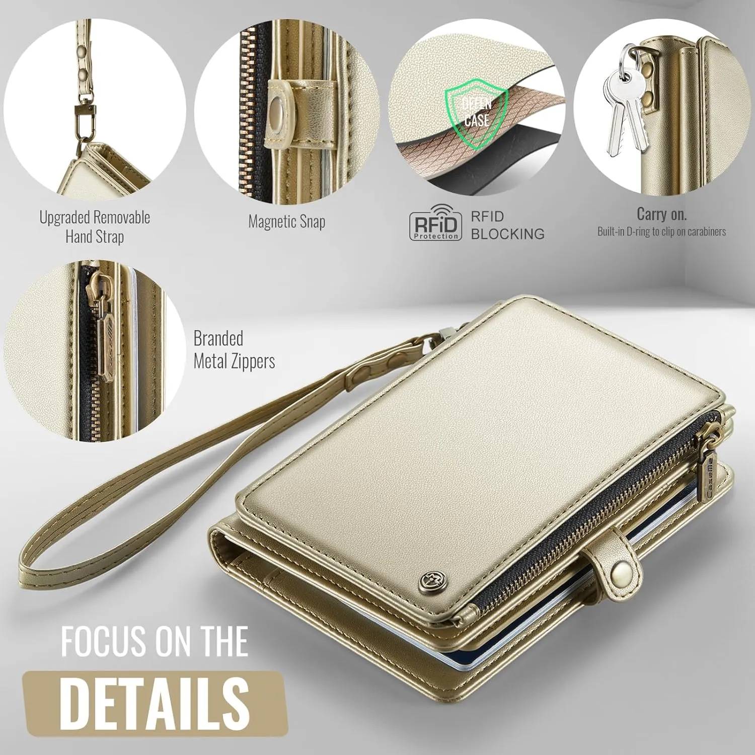 ASAPDOS Passport Holder Wallet Case Wallet for Men Women Gold
