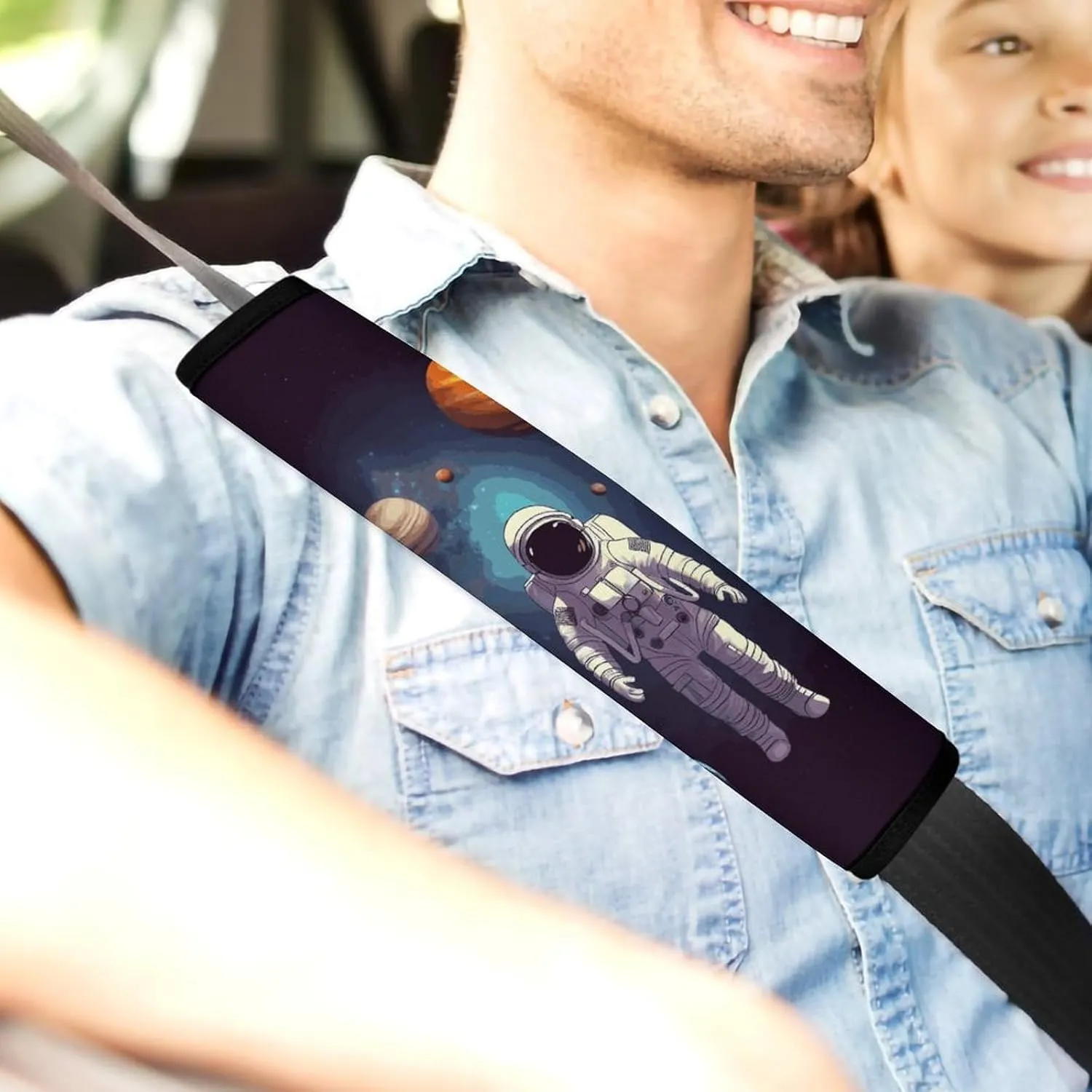 Astronaut Solar System Planets Auto Seat Belt Cover 1PCS Universal Car Seat Belt Shoulder Protector Pad, Protect Your Shoulders and Neck for Car Seat Belt, Shoulder Bag, Backpack