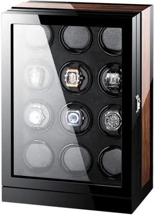 Automatic Watch Winder for 12 Watches LCD Touchscreen Control Built-in LED Light Quiet Motor Piano Finish Flexible Watch Pillow Watch Winder Display Watch Box Watch Storage
