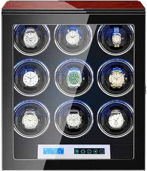 Automatic Watch Winder Watch Winder Box LCD Touch Screen Display Built-in LED Illumination Wood Shell Piano Paint Exterior Watch Winder Display Watch Case Watch Storage