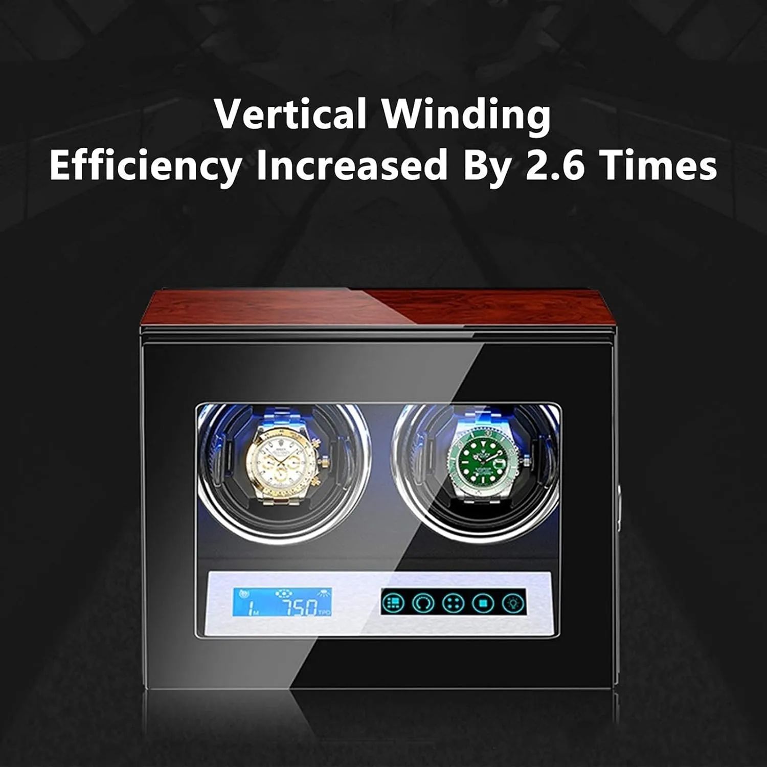 Automatic Watch Winder Watch Winder Box LCD Touch Screen Display Built-in LED Illumination Wood Shell Piano Paint Exterior