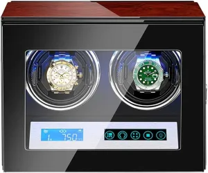 Automatic Watch Winder Watch Winder Box LCD Touch Screen Display Built-in LED Illumination Wood Shell Piano Paint ExteriorWatch Winder for Automatic Watches