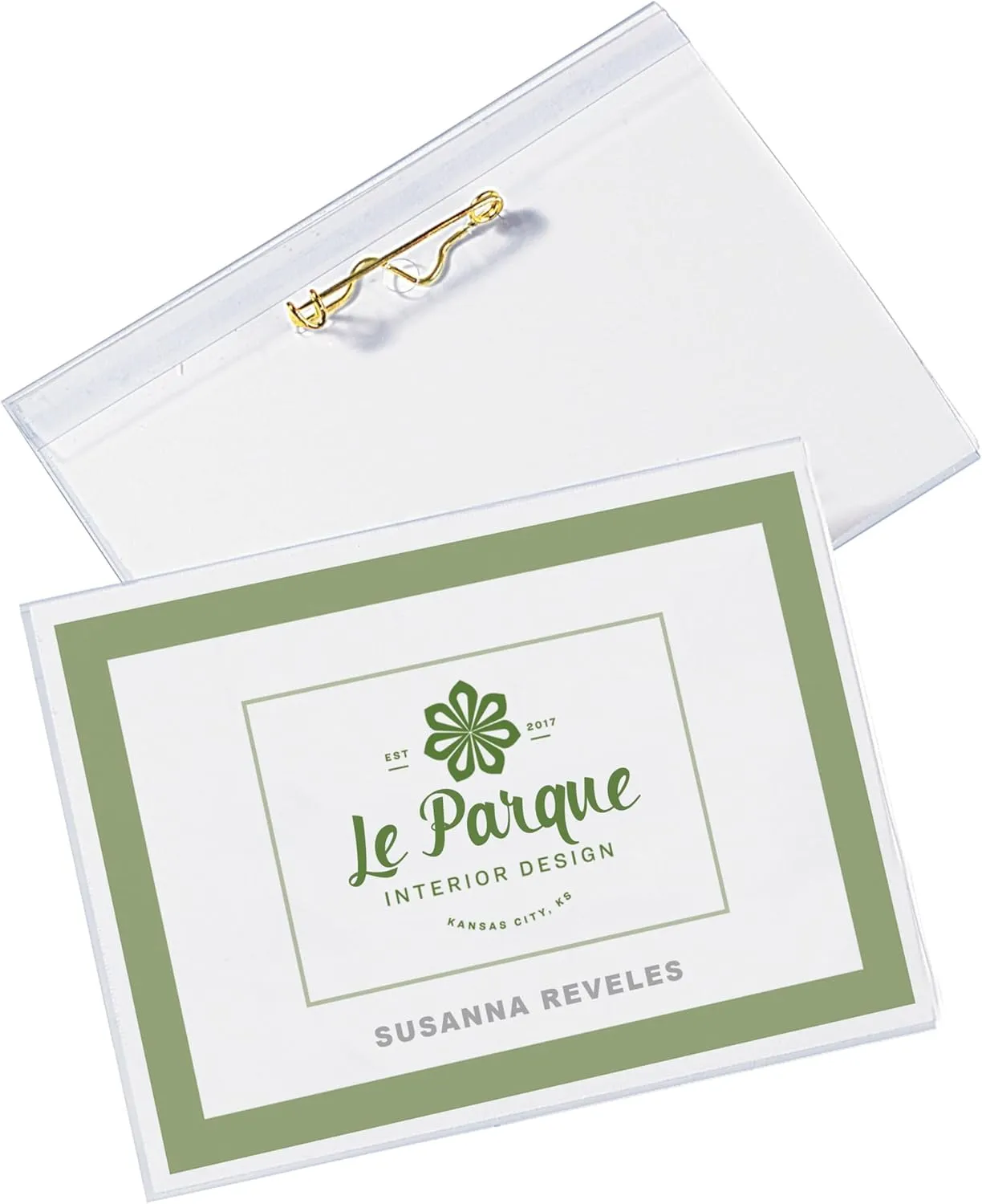 Avery Customizable Name Badges with Pins, 3" x 4", Clear Name Tag Holders with White Printable Inserts, 100 Pin Style Name Badges (74540)