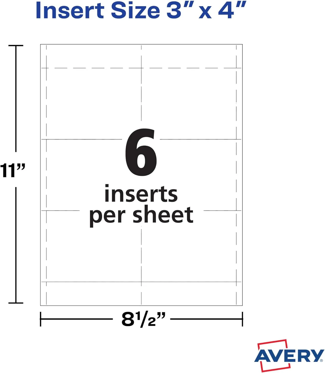 Avery Name Badge Inserts, 3" x 4", Print or Write, Laser/Inkjet, 300 Inserts Per Pack, 5-Pack, 1,500 Badge Inserts Total (5392)