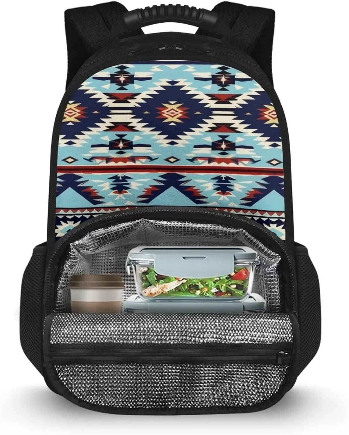 Aztec Boho Lunch Backpack for Women Insulated Lunch Cooler Bag Lightweight Work Backpack With Lunch Compartment Laptop Bag College School Bookbag 17inch Daypack Picnic Beach Hiking Office