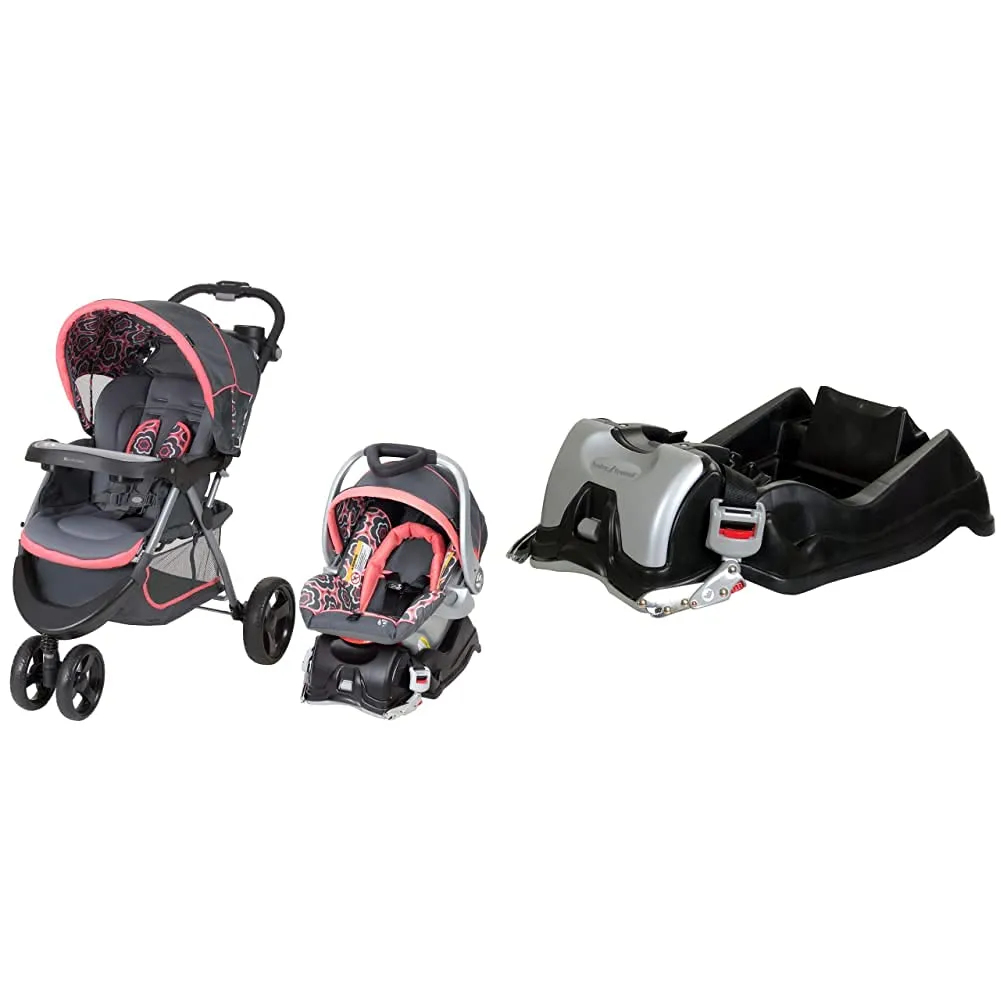 Baby Trend Nexton Travel System, Coral Floral   Baby Trend EZ Flec Loc 32 Infant Car Seat Base, Black