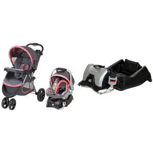 Baby Trend Nexton Travel System, Coral Floral   Baby Trend EZ Flec Loc 32 Infant Car Seat Base, Black