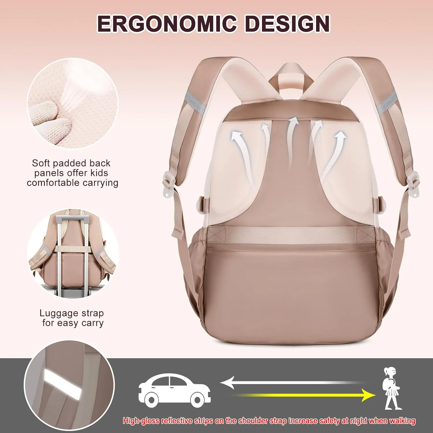 Backpack for Girls, 3Pcs Girls Backpacks with Lunch Bag Pencil Case, Kids School Backpack for Teen Girl Students Kindergarten Elementary Middle High School Bookbag Set
