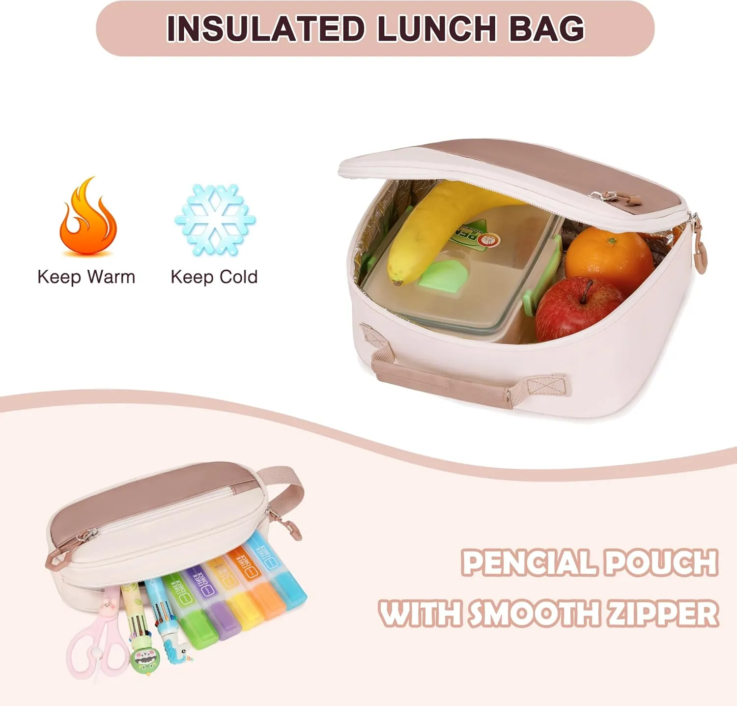Backpack for Girls, 3Pcs Girls Backpacks with Lunch Bag Pencil Case, Kids School Backpack for Teen Girl Students Kindergarten Elementary Middle High School Bookbag Set
