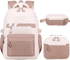 Backpack for Girls, 3Pcs Girls Backpacks with Lunch Bag Pencil Case, Kids School Backpack for Teen Girl Students Kindergarten Elementary Middle High School Bookbag Set