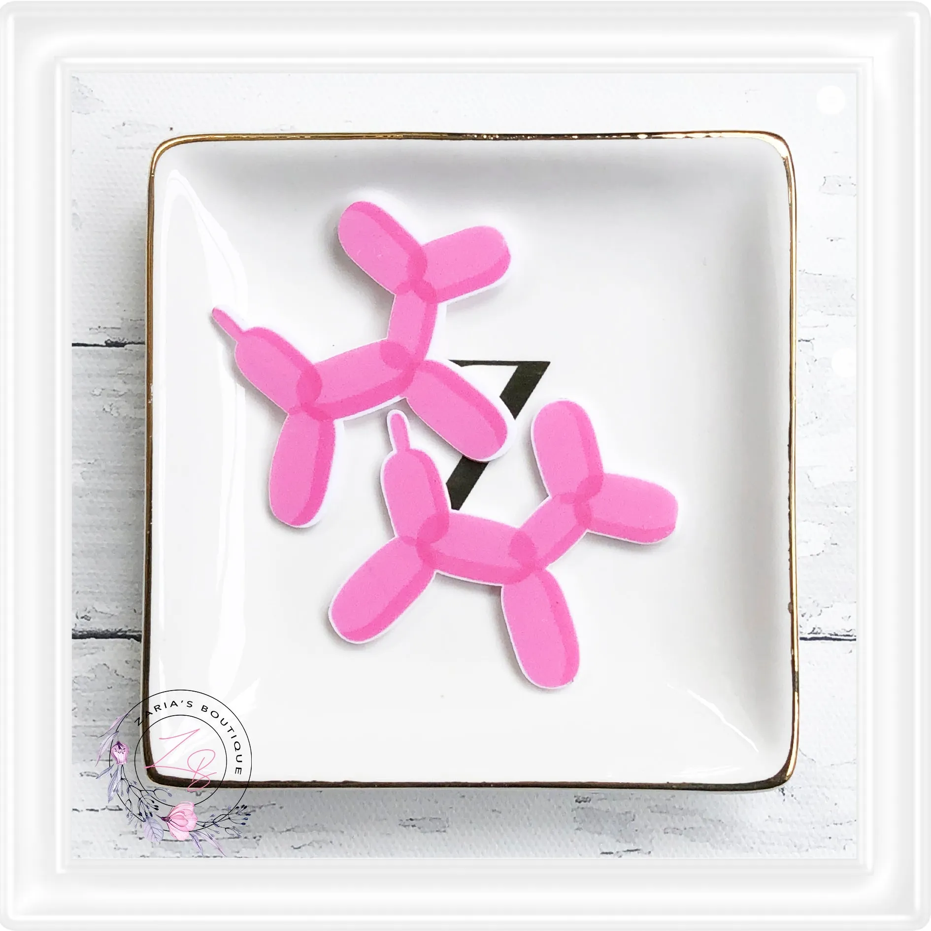 • Balloon Animals • Resin Flatback Craft Embellishments • Set of 2 •