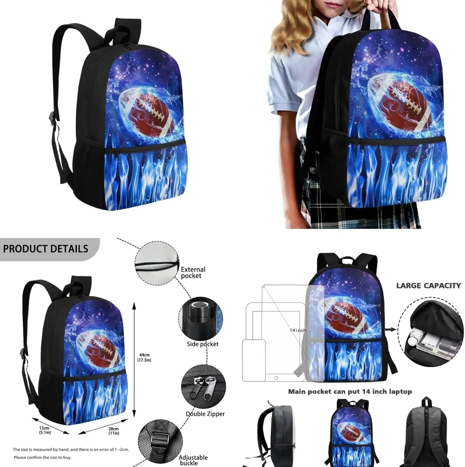 Baseball Backpack for Boys 8-12 Lightweight Kids School Backpacks Set Lightweight Elementary School Bags for Boys Bookbag Insulation Lunchbox Pencil Purse Bottle Sleeve for Teen