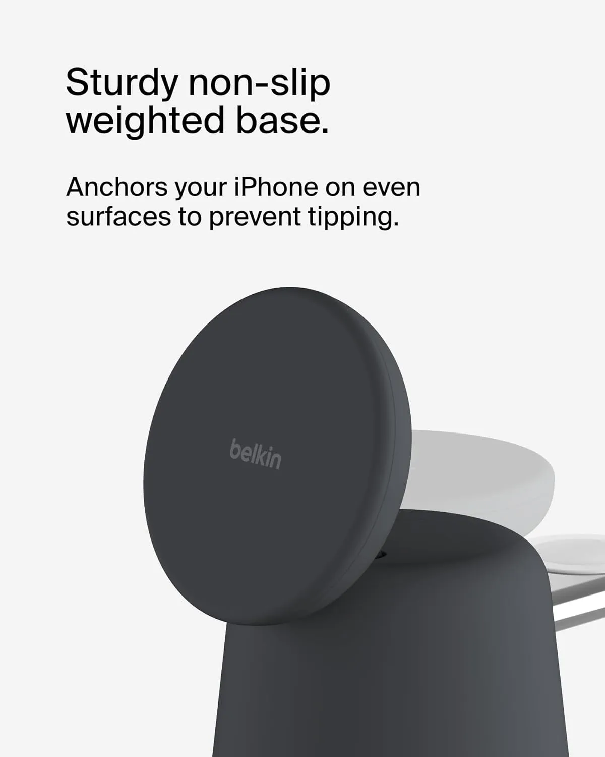 Belkin 2-in-1 MagSafe Wireless Charging Dock 15W Fast Charge iPhone Charger Compatible with iPhone 16, 15, 14, and 13 Series, AirPods, and Other MagSafe Enabled Devices, Includes Power Supply - Black