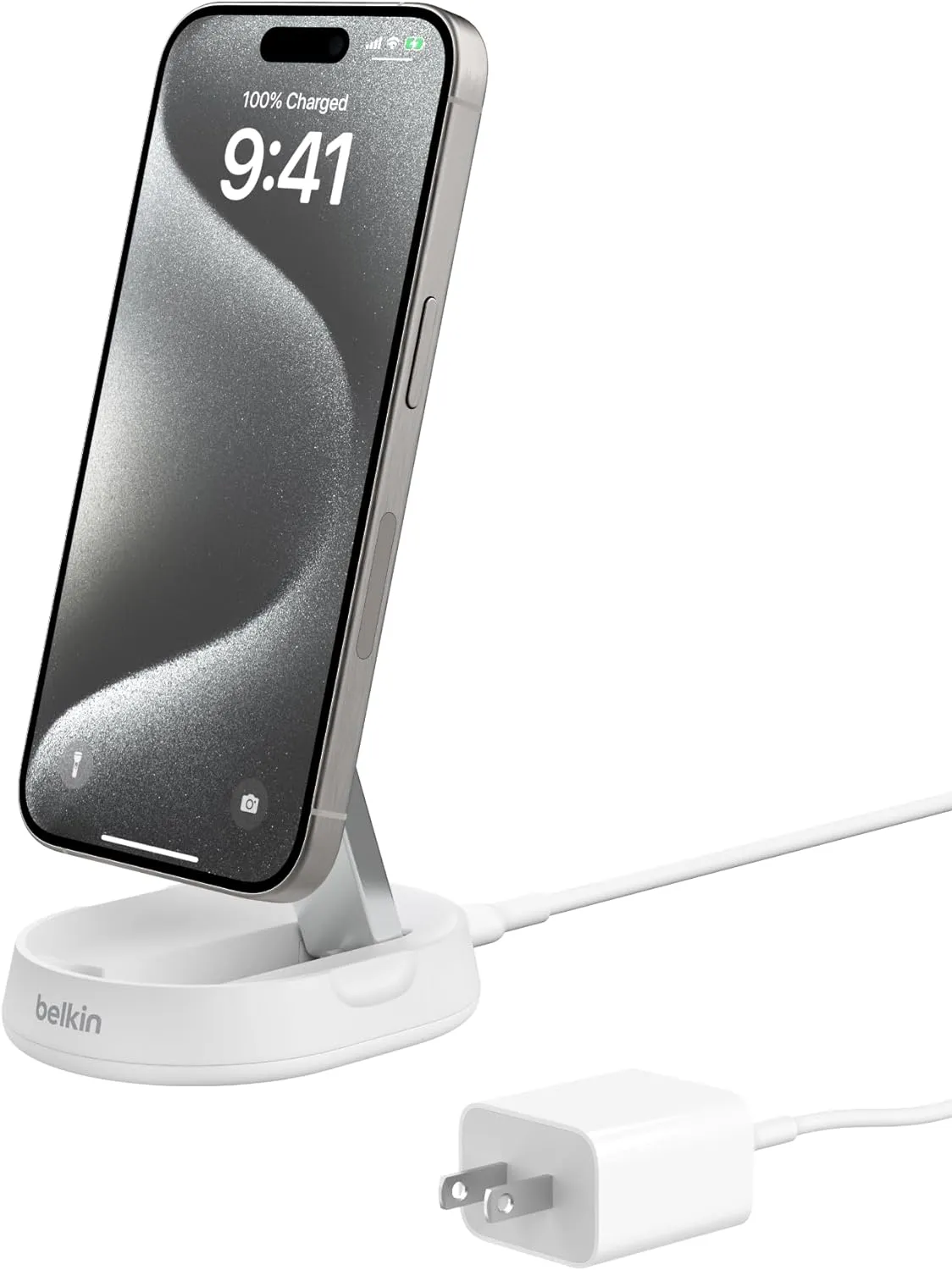 Belkin Convertible Magnetic Charging Stand 15W - MagSafe-Compatible Fast Qi2 Charger, iPhone Charger for Apple iPhone 16, 16 Plus, 16 Pro, 16 Pro Max, iPhone 15 & 14, Apple Airpods Pro, & More - White