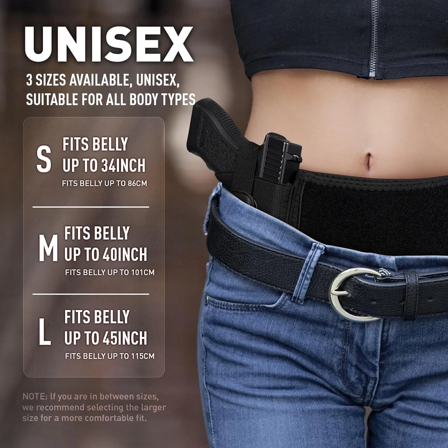 Belly Holster for Concealed Carry, Comfortable Soft Breathable mesh Belly Band Holsters for Men Women,Fits Glock, Taurus, Luger, and Other Pistols with 99% or More and Revolvers Gun Holster