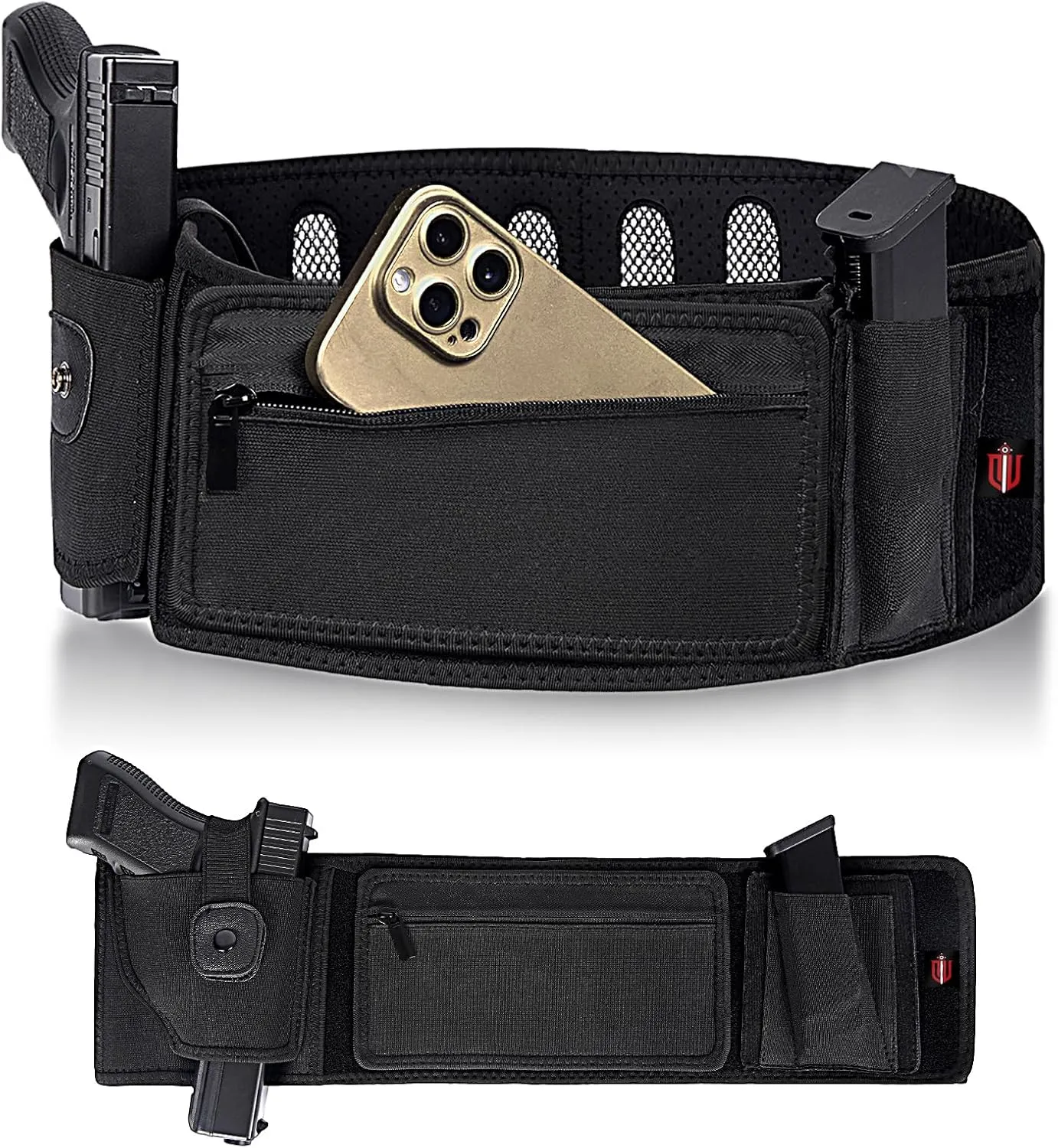Belly Holster for Concealed Carry, Comfortable Soft Breathable mesh Belly Band Holsters for Men Women,Fits Glock, Taurus, Luger, and Other Pistols with 99% or More and Revolvers Gun Holster