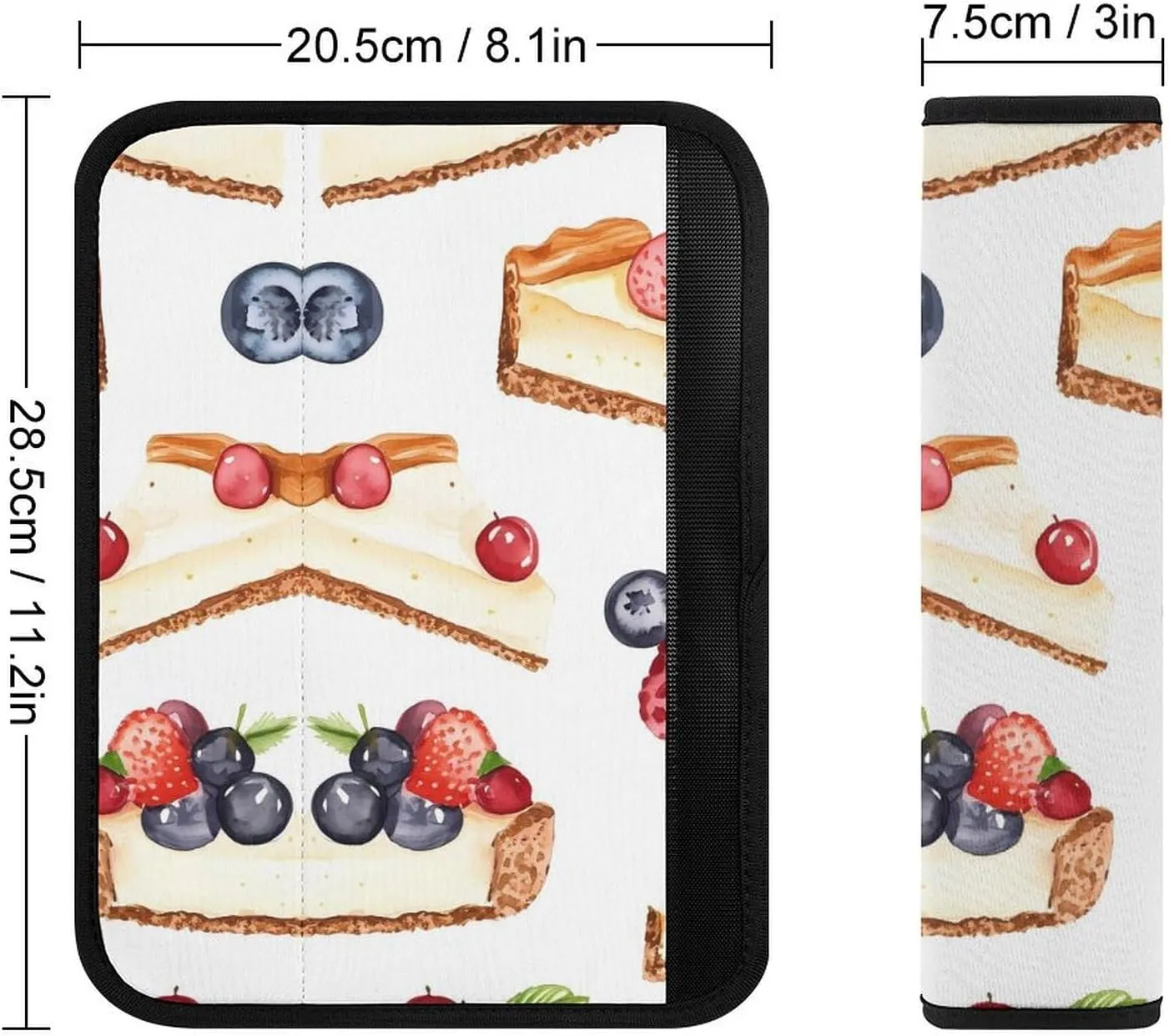 Berry Cheesecake Fashion Car Seat Belt Cover Pad for Shoulder Bag Camera Soft Comfort Accessories 1PCS