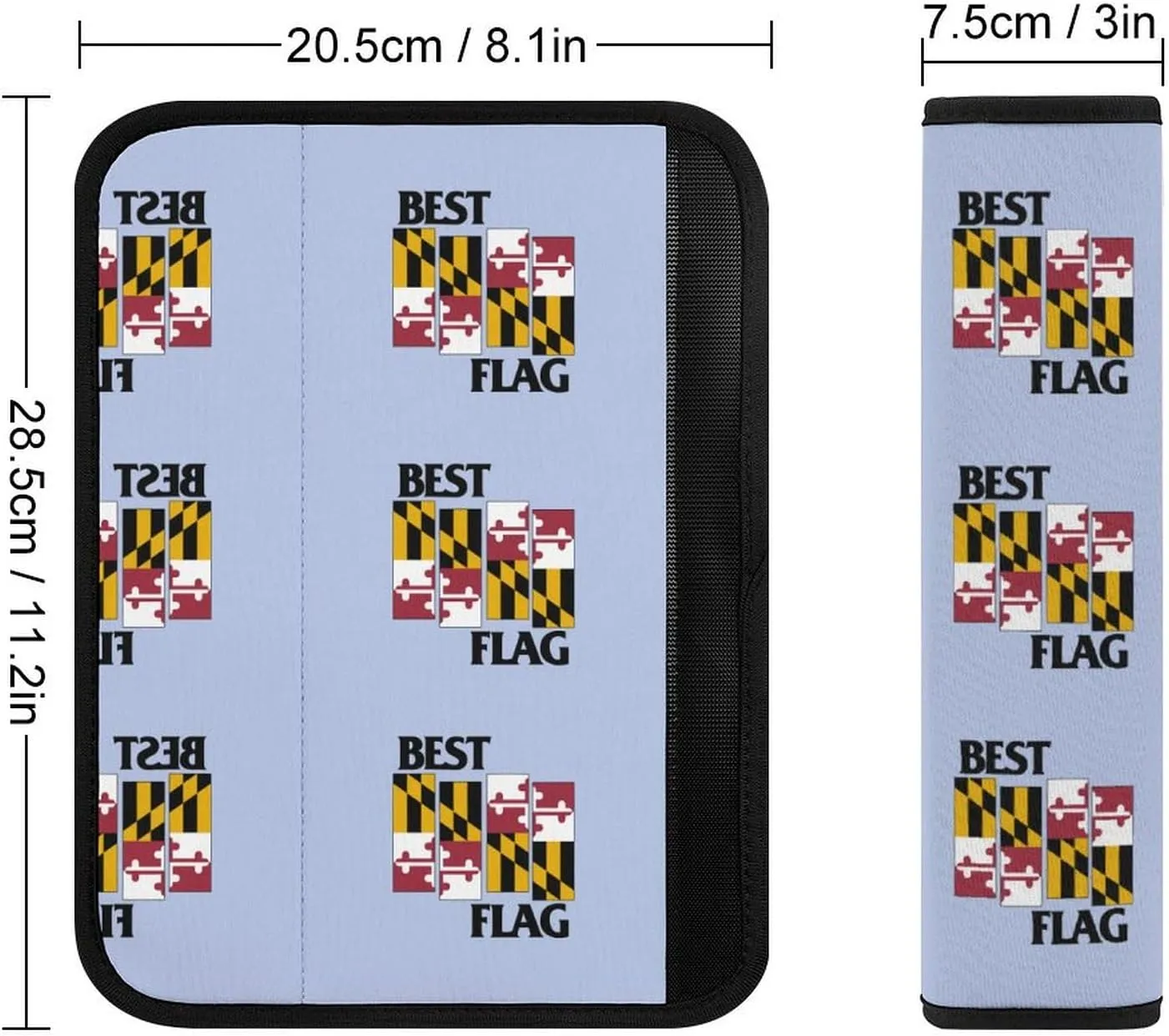 Best Maryland Flag Fashion Car Seat Belt Cover Pad for Shoulder Bag Camera Soft Comfort Accessories 2PCS