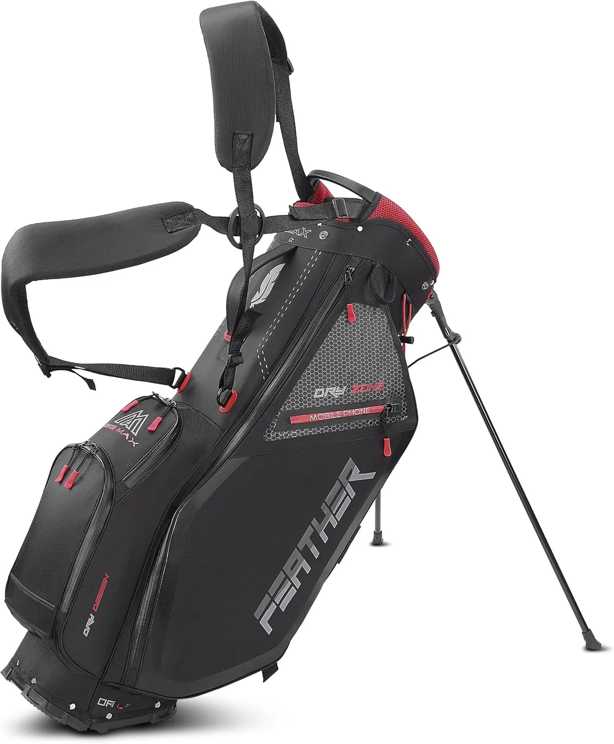 Big Max Dri Lite Feather: Ergonomic Ultra-Lightweight Golf Bag, 5-Way Golf Club Divider, Easy Access Water-Repellent Pockets and Integrated Cooler Bag for Beverages